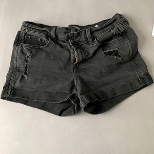 Mid-Rise Boyfriend Ripped Black Jean Shorts for Women -- 3-inch inseam